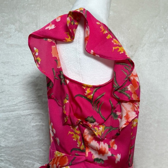 Ava & Aiden Flowy Fucia Wrap Dress V Neck Maxi Ruffle Party Cruise Wedding Small - Picture 11 of 12